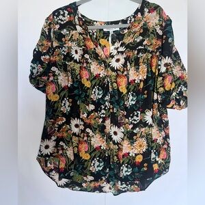 Rose & Olive Multicolor Floral Blouse NWT 1X